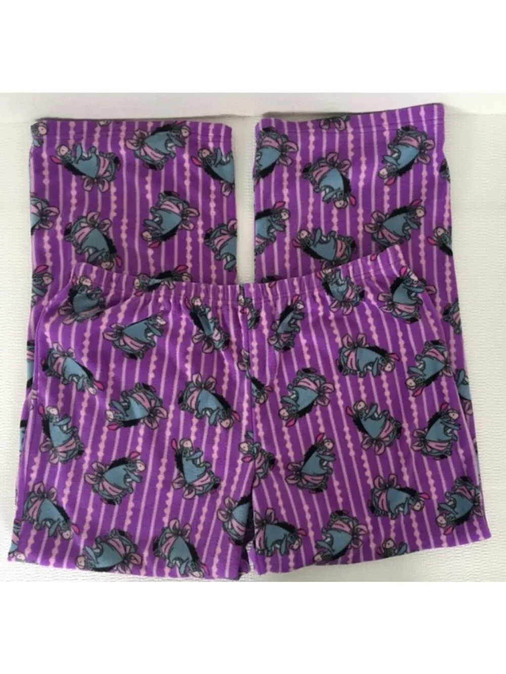 Disney Pajama Bottoms Size XL 2 Shades of Purple Stripe with Blue Eeyore - Picture 3 of 14